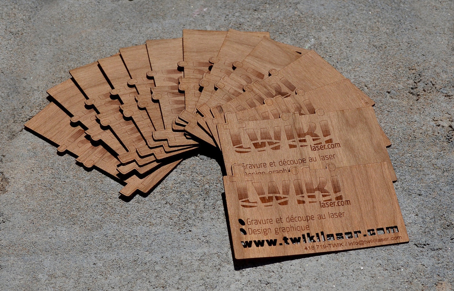 Custom - Thin Cherry wood laser cut and engraved business cards (25)