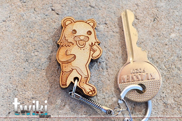 Laser cut and engraved PedoBear wood keyring