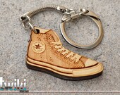 Laser cut and engraved Converse wood keyring