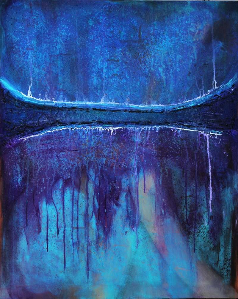 Karma Blue - 30 x 24 , LARGE Original Modern Art, abstract painting
