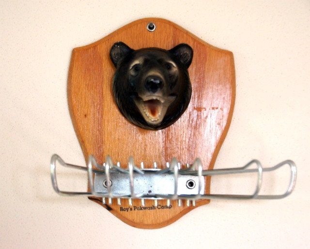 Bear Towel Holder: Cabin, Lodge Decor, Vintage Canadian Camp, Wacky Souvenir