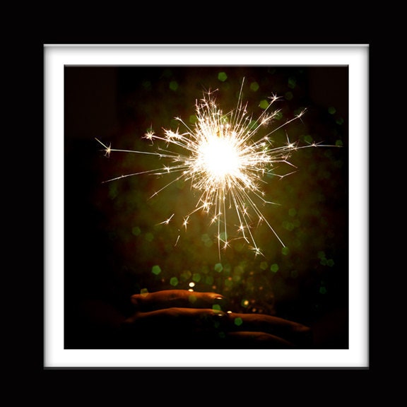 New Year 2013 Party Celebration with Fireworks / Girl with Sparkle 8x8