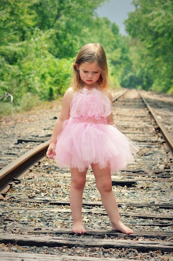 The Audrey- Audrey Hepburn Inspired Tutu Dress with Ribbon Halter and Crochet Waist Band (Sizes Newborn-5T)