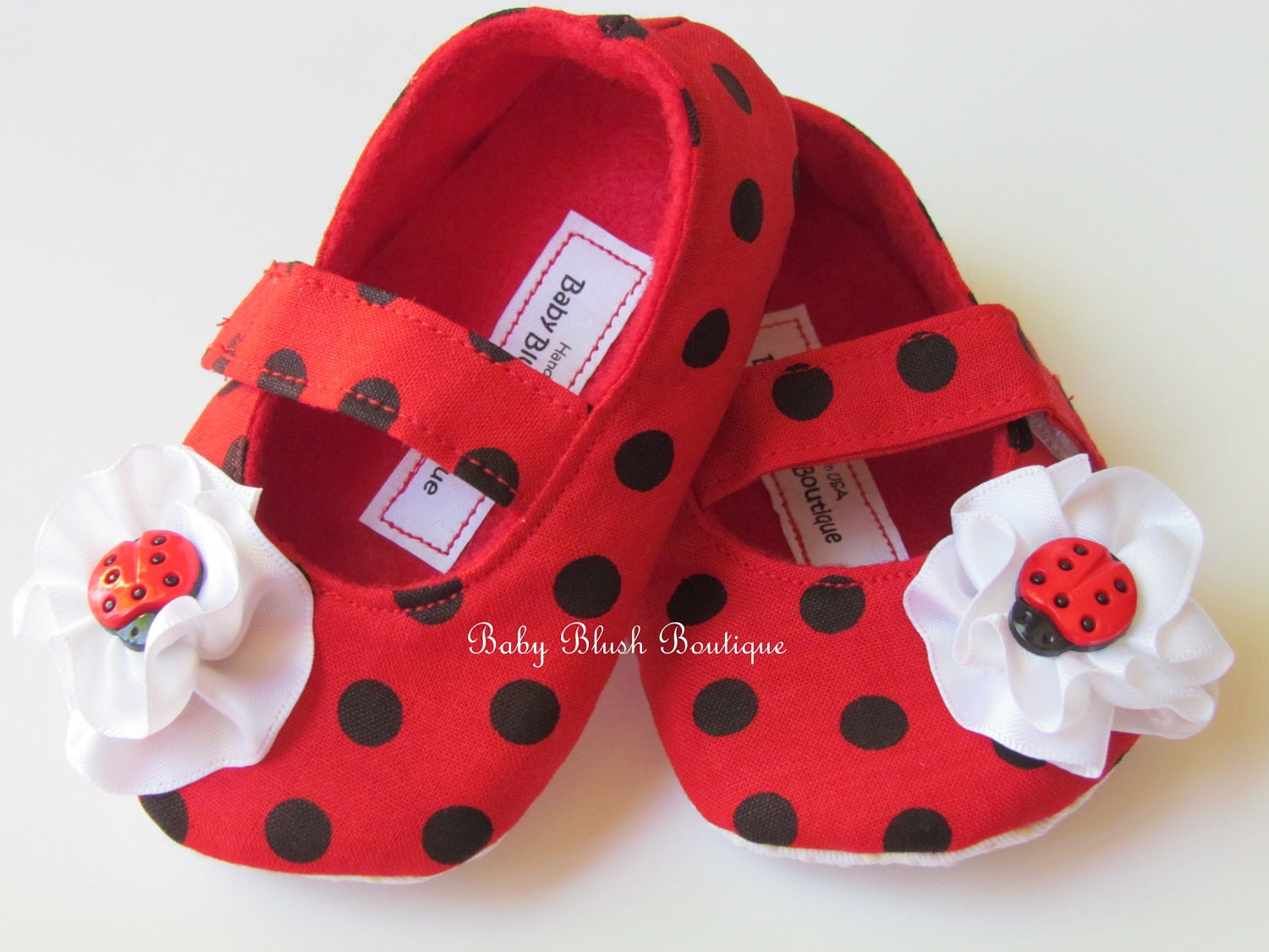 Ladybug Red  Black Polka Dot Baby Shoes Soft Ballerina Slippers Baby ...