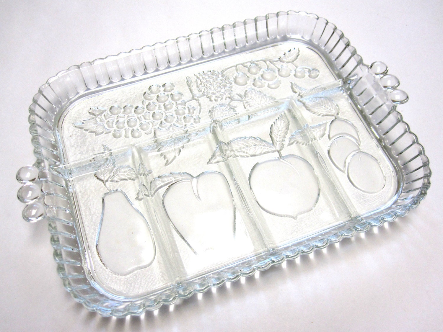Vintage Clear Glass Fruit / Relish Serving Tray