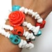 Day of the Dead Bracelet Jewelry Turquoise & Coral Sugar Skull Cuff Bracelet