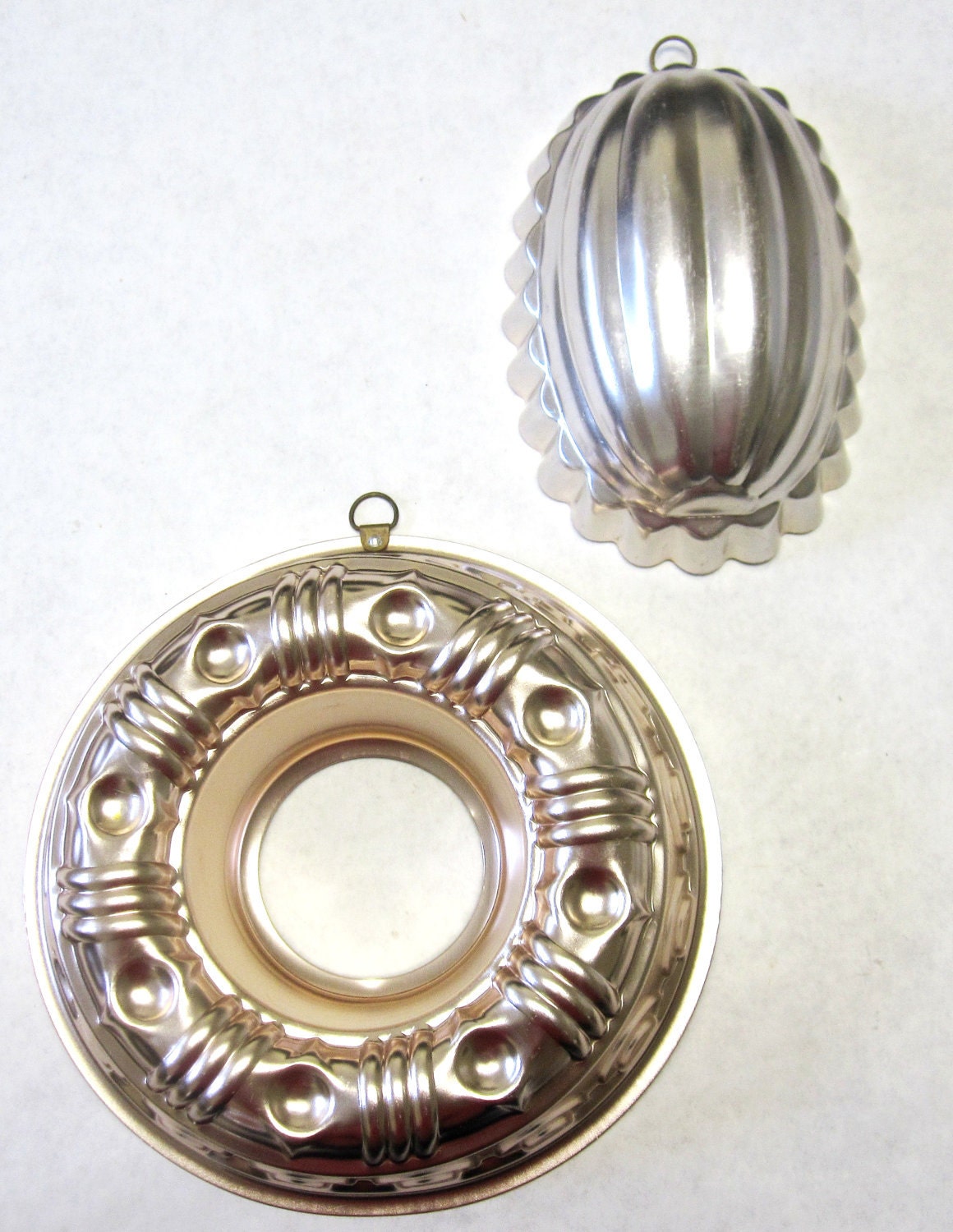 Copper Bundt Mould Large Jello Pound Set Of Two Lot