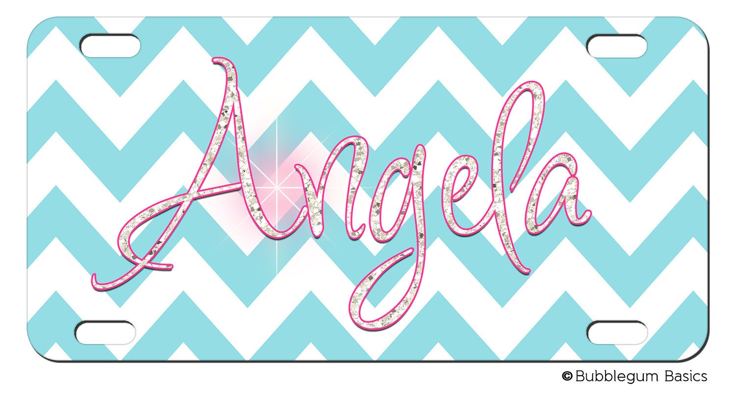 PERSONALIZED LICENSE Plate Chevron stripes BLING Glitter Pattern custom Car Tag Name Any Color Monogram