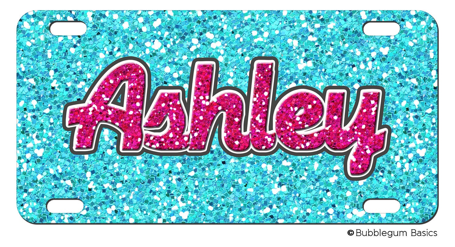 PERSONALIZED LICENSE Plate GLITTER Bling Pattern Girly Princess custom Car Tag Name Any Color Monogram