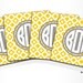 Custom PERSONALIZED Monogram COASTERS - Set of 4 - Yellow Gray Lattice Geometric Pattern - any color name initials