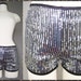 Vtg 1980s 90s Silver Black METALLIC Sequin Disco Shorts HOT PANTS m l