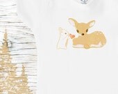 Organic cute deer/fawn bunny onesie, baby boy or girl, natural, eco-friendly