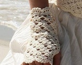 Hand crochet fingerless lace gloves MADE TO ORDER