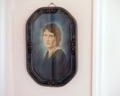 Hand Colored Photo, 1920's, Young Woman, Barbola Frame