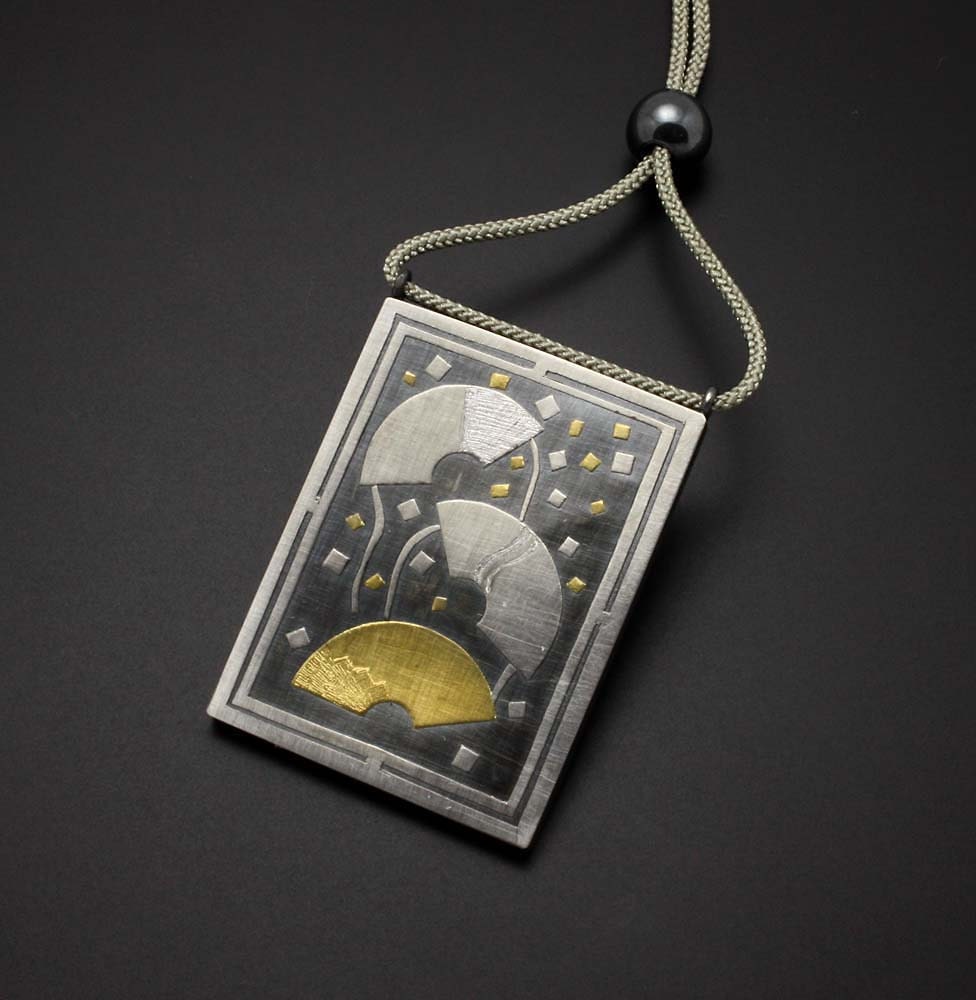 Dancing fans sterling pendant