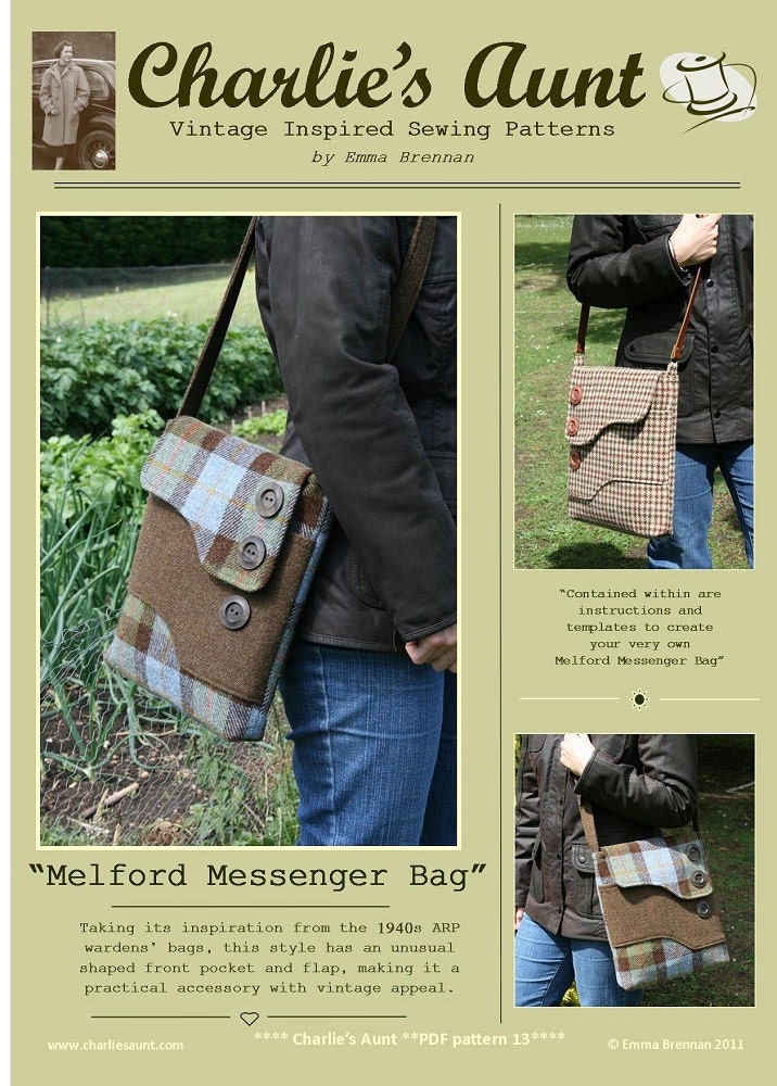 Sewing pattern to make the Melford Messenger Bag - PDF (email delievery)