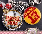 Baseball Mom Necklace, Customizable BASEBALL Necklace, Sports Mom, Grandma, Personalized Name, Customizable Number Colors, Baseball/Softball