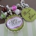 MOM NECKLACE, Glass Dome Bezel Pendant, Photo Necklace, Mother Gift, Pink Black, Grandma, Nana, Aunt, Mimi, Touch of Color