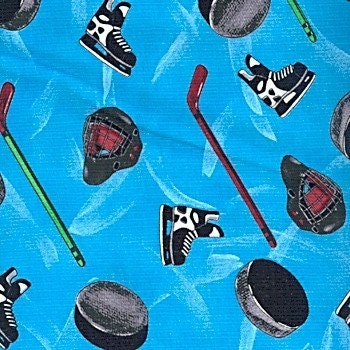 Cotton Novelty Fabric, Hockey, by Blank Textiles