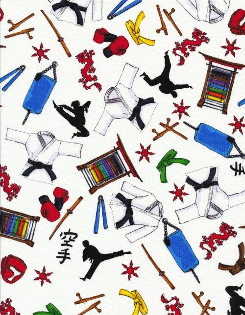 RESERVE ORDER for CarolCotton Novelty Fabric, Martial Arts, Timeless Treasures