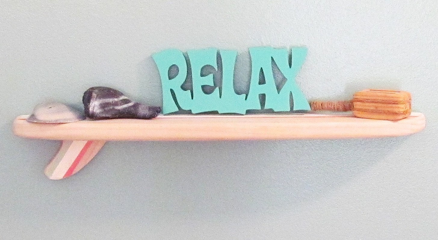 Mini Surfboard Shelf Surf Decor with Beachy Colors by MarkerSix