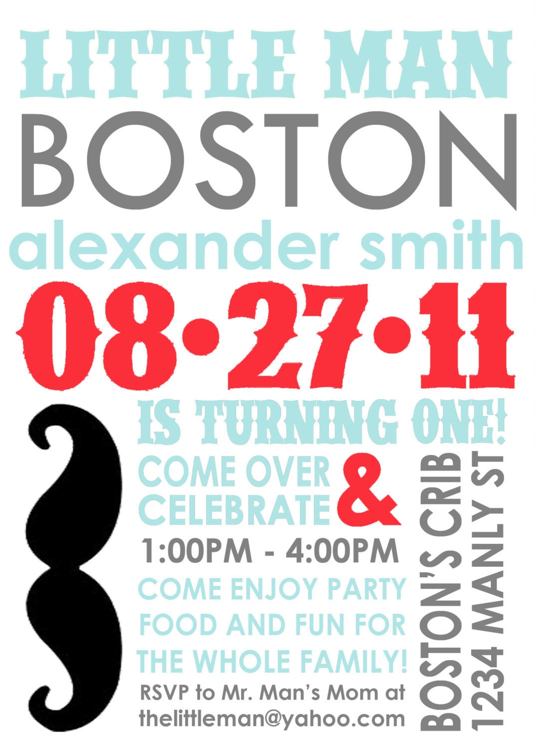 DIY Printables Little Man Mustache Bash Blue & Red