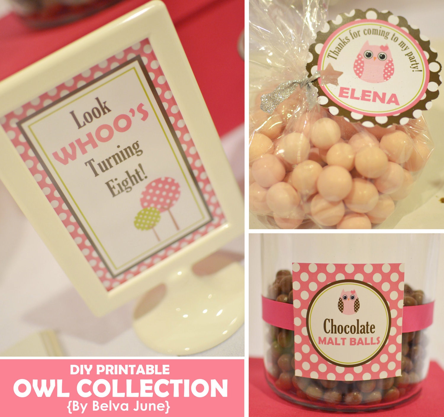 DIY Printable Full Collection : OWL pink and brown