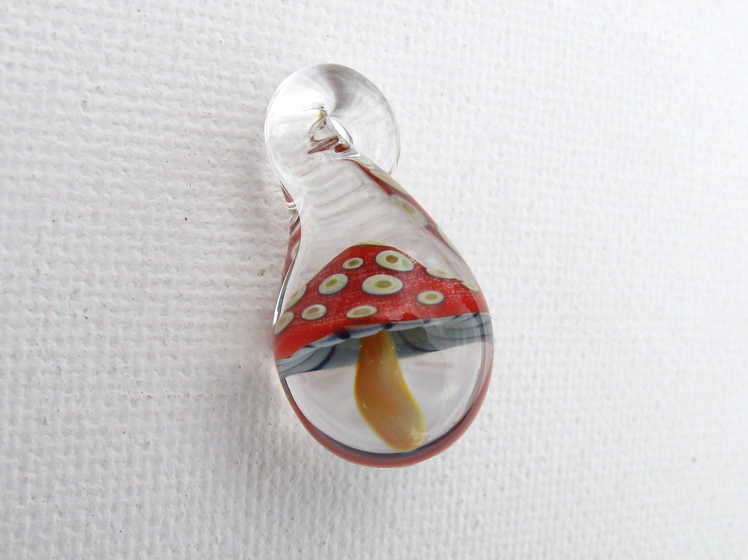 Realistic red spotted mushroom pendant