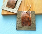 Handcrafted silver and copper earrings, modern hammered earrings, metal earrrings, rustic jewelry