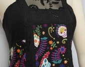 Brodie Dress, Day of the Dead Dress with Black Lace panel by Jezenya on Etsy.