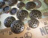 Cool metal filigree buttons - Pierced metal sew-on style 2 sizes 32L 13/16" (21MM) & 24L (5/8" 16mm) Cool antique copper-brass choose sewing