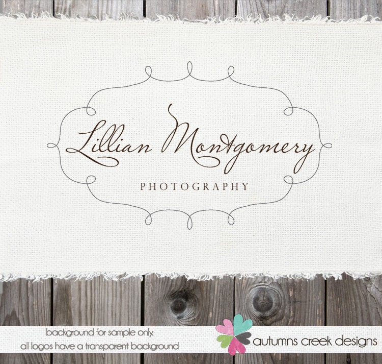 Premade Logo Design - Classic Swirl Frame Border Logo - Photography Logo Hand Drawn