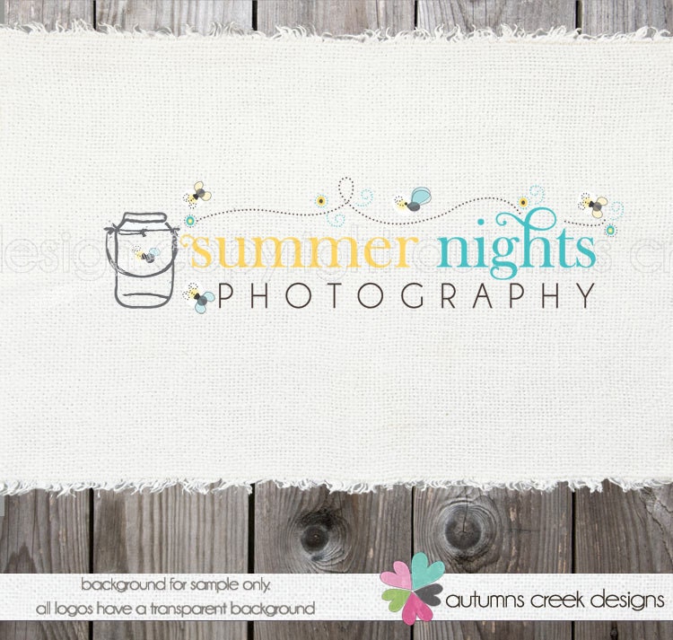 Custom Premade Logo - Mason Jar Firefly Fireflies Logo Photography Shop Photographer Watermark & Logo Design OOAK