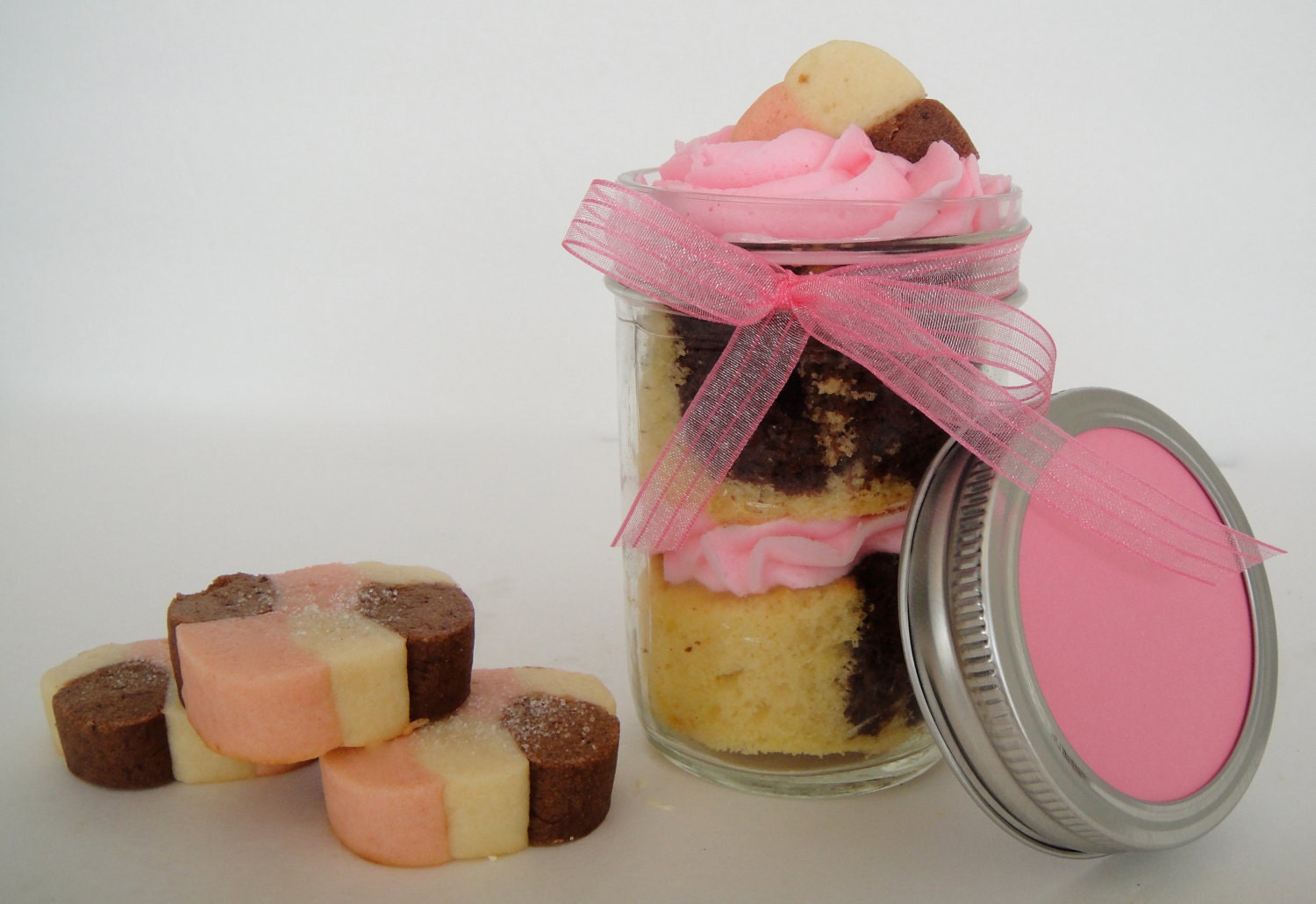Neapolitan Jar Cake - Cupcake In A Jar - 4 Pack