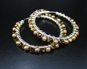 Large Hoops ( in Bronze OR Silver) - Wired Metallic Hoop Earrings (2 Inch Diameter)
