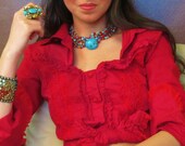 Boho Choker with Turquoise & Coral