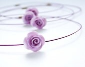Bridesmaid necklace  - Purple pearl rose - set of four - Wedding necklace - Bridesmaids gift - Polymer clay Israel jewelry - NESWeddingGarden