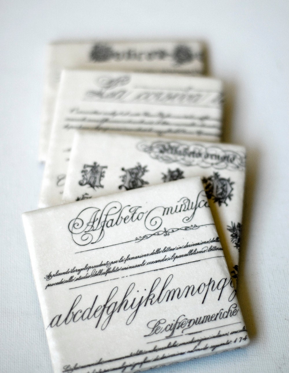 Typography coasters Vintage Fonts Mix & Match set of 4