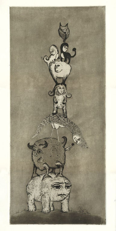 Creature Column Etching