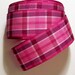 Fuscia or Hot Pink Striped Wired Plaid Rbbon - 3 yards- Soft Fabric