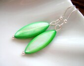 Lime Green Earrings - Conch Shell Green Earrings