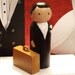 Custom Cake Topper - Personalized Wood Doll Topper -Vintage Travel Theme---3-D Accents