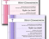 First Communion, Baptism, or Christening Invitation - PRINTABLE - Simple and Striped