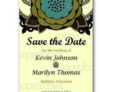 Boho Chic Save the Date Card Wedding Invitation or Announcement -Custom Digital - Printable - You Print and Save