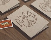 Letterpress Mini Cards: Owls (Set of Four w/ Matching Envelopes)