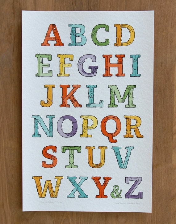Creature Alphabet, Limited Edition Giclee Print