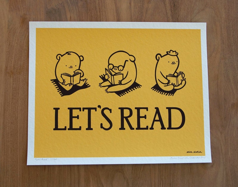 Let's Read, 14" by 11" Limited Edition Giclee Print