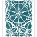 Teal Emerald Dutch Flower - New Fall Colors - Vintage Woodblock with a Modern Twist - 11 x 14