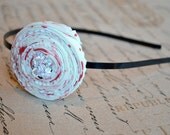 Valentine's Day Fabric Rosette Headband - White