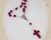 Red Rosary Chaplet, Beaded, Prayer Chaplet